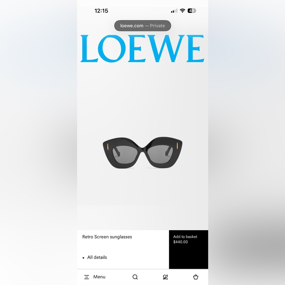 Loewe Black Cat-Eye Sunglasses with Gold Details - Picture 8 of 8